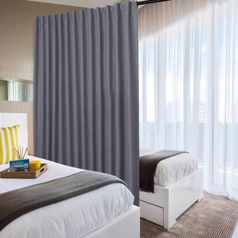 DWCN Patio Sliding Door Curtains - Extra Wide Curtains for Glass Door, Room Divider Blackout Thermal Curtain Panel with Back Tab & Rod Pocket for Bedroom Partition, 100 x 84 Inches, Dark Grey - Image 2